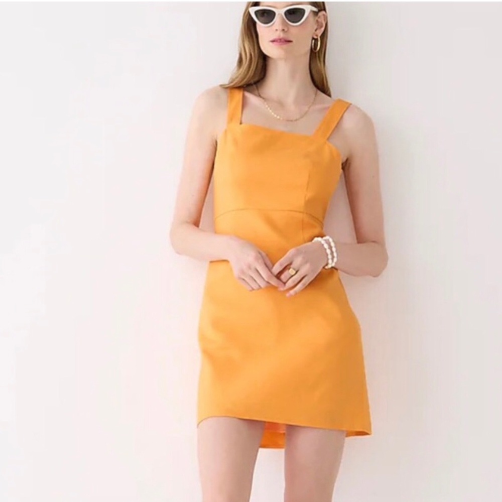 J. Crew Square neck A-line Vibrant Orange Mini Dress